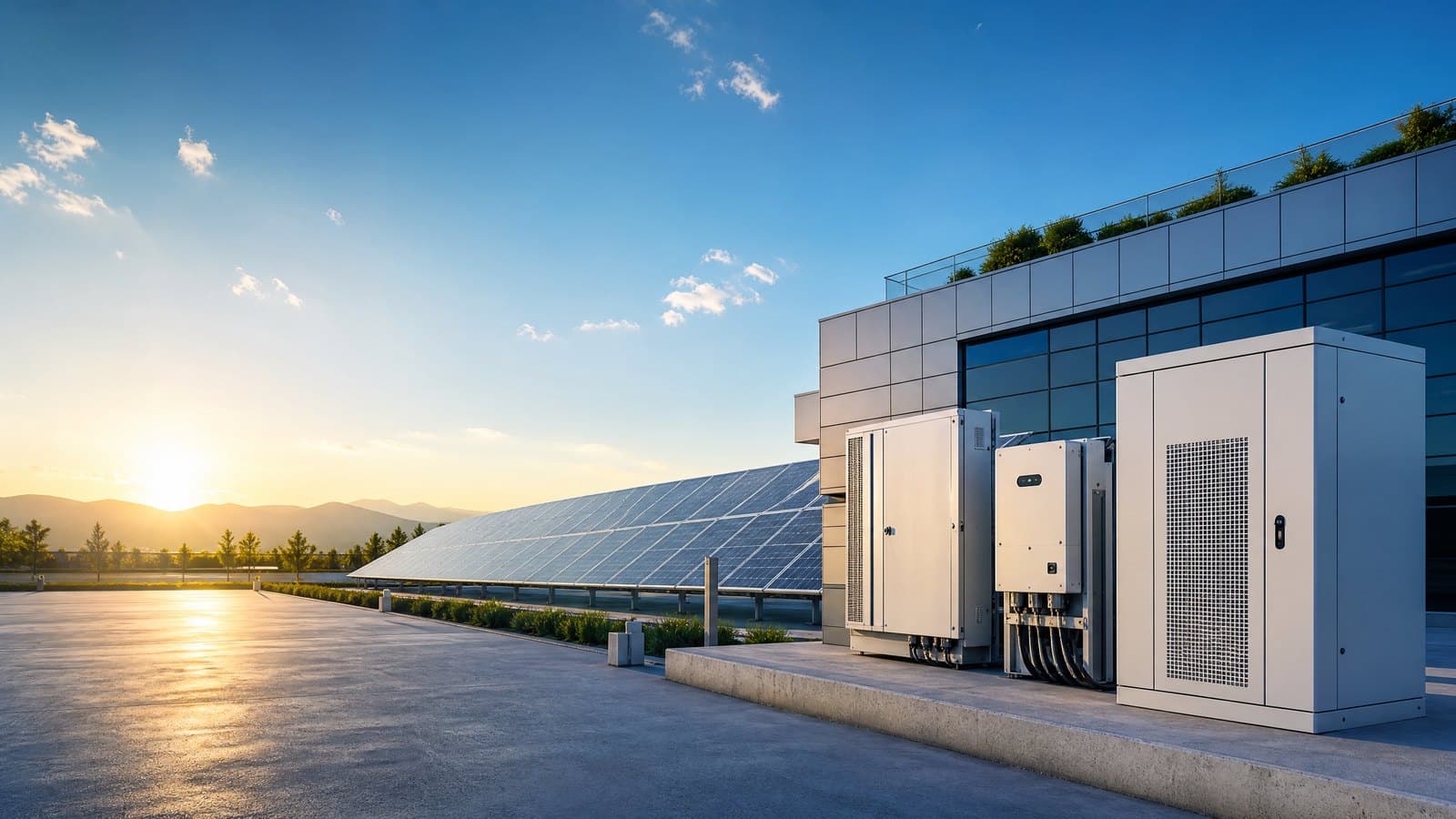Modernes Solar-Mikronetz und Batteriespeicheranlagen