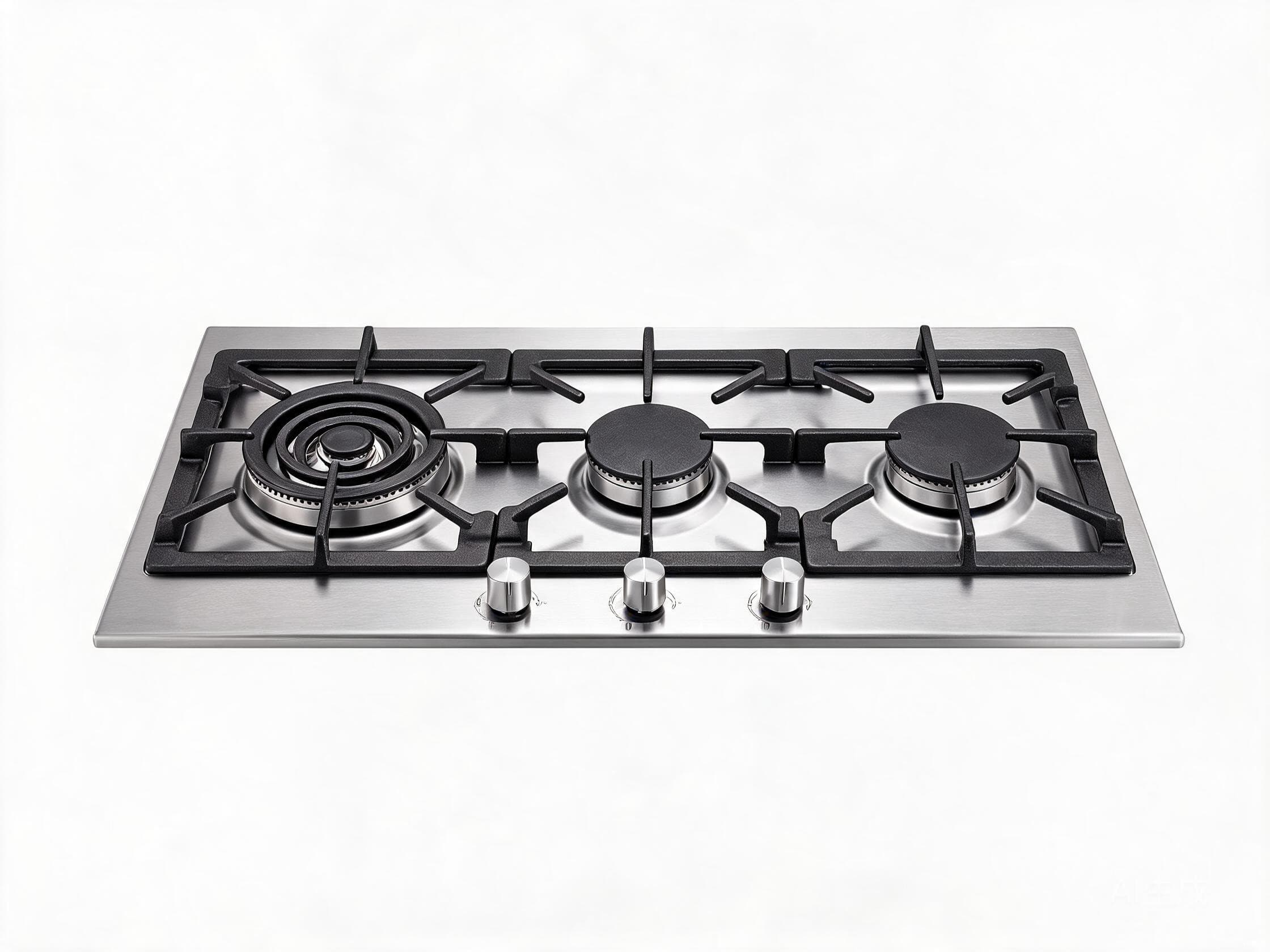 3-burner built-in gas hob HP-GS3 with triple-ring wok burner and stainless steel surface for home kitchens