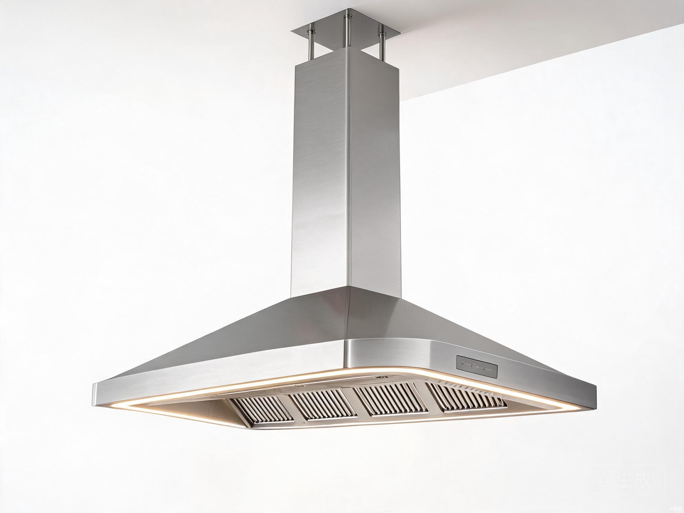 900mm ceiling-suspended island range hood HP-RI90 with dual motor 1400 m3/h extraction and LED perimeter lighting