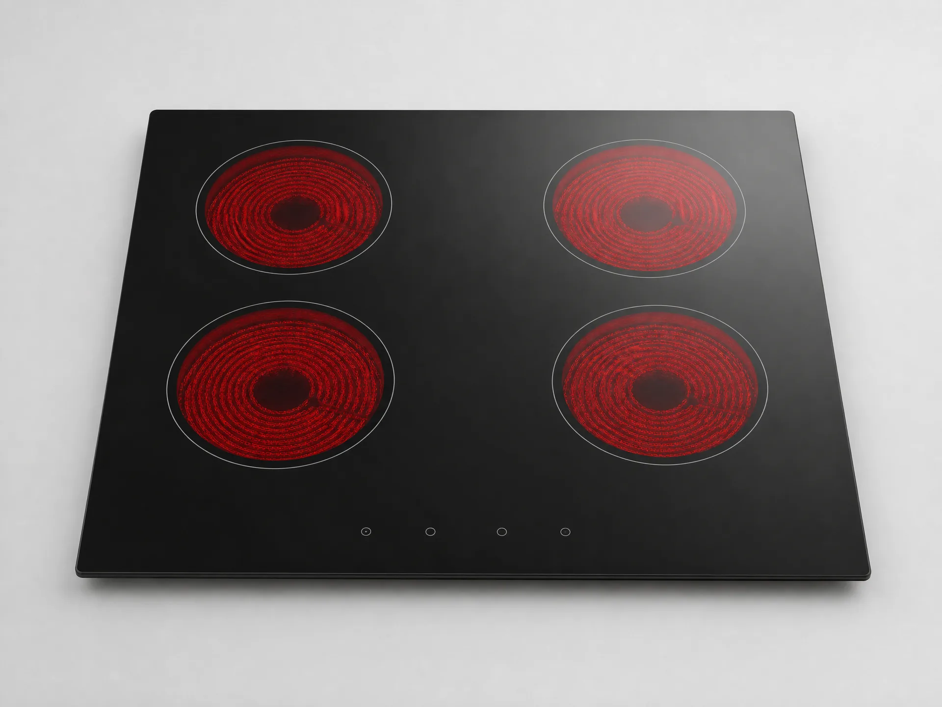 4-zone built-in ceramic hob HP-CH4 with 6000W radiant heating on black ceramic glass, compatible with all cookware