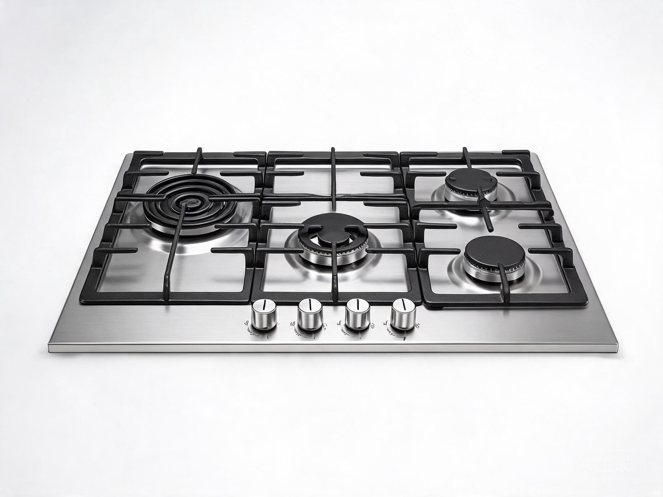 4-burner built-in gas hob HP-GS4 with stainless steel surface and cast iron grates for home kitchens