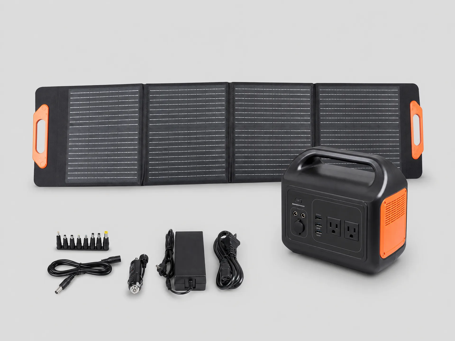 300W portable solar generator kit HP-SOL-KIT300 with panel and power station for camping