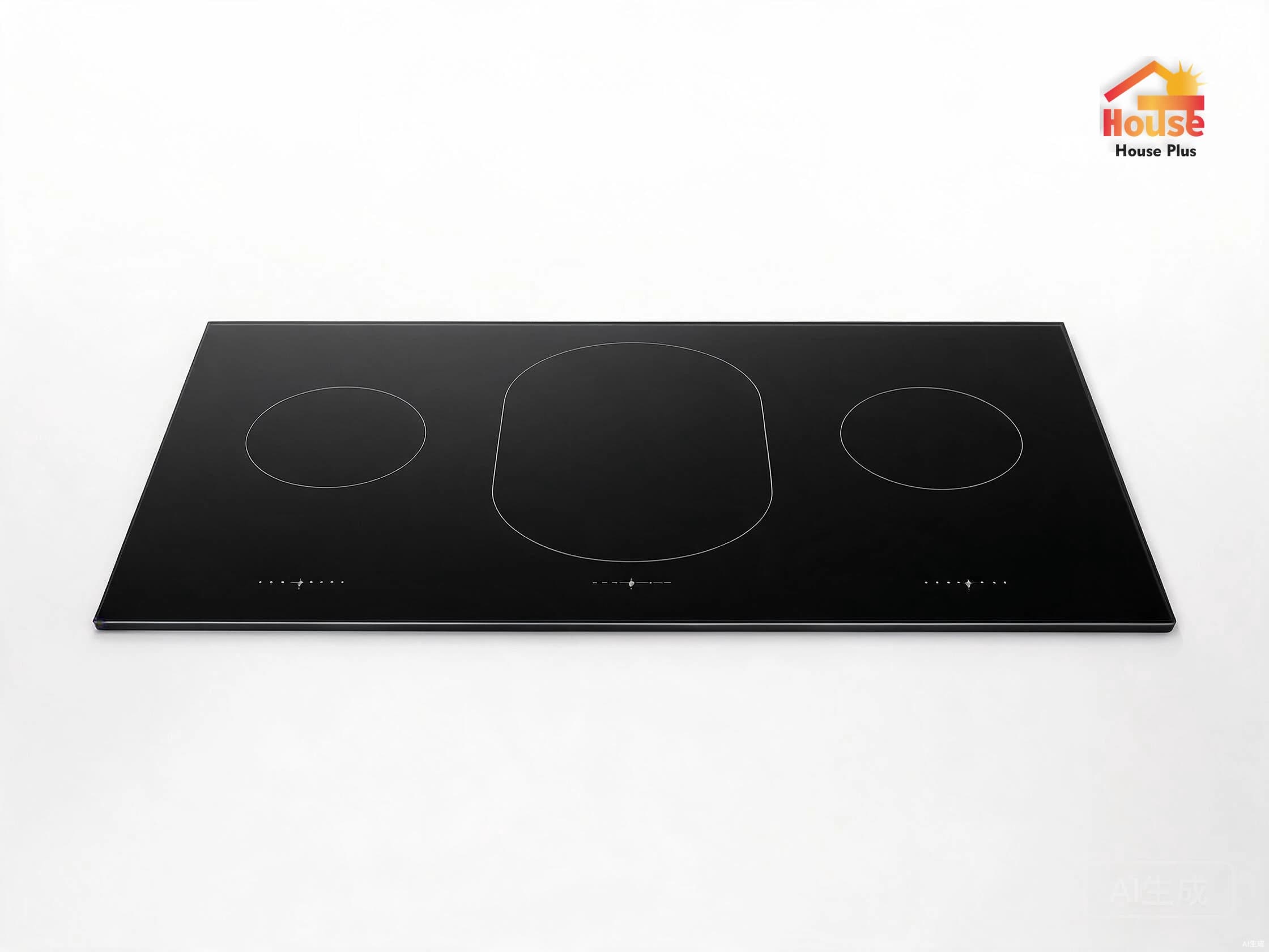 Placa de inducción empotrada de 3 zonas: zona flexible + temporizador — vista del producto con marca HousePlus