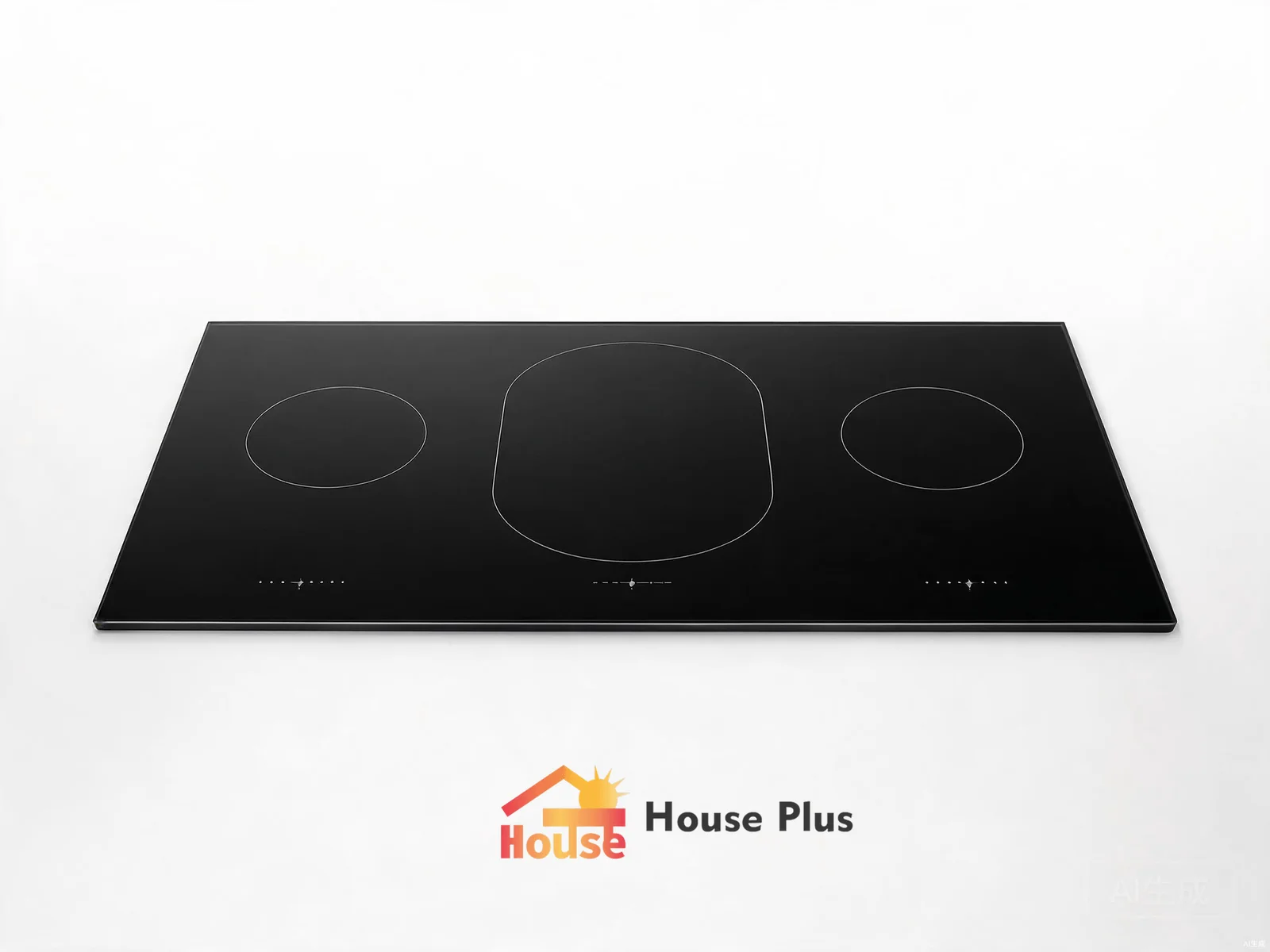 Placa de inducción empotrada de 3 zonas: zona flexible + temporizador — vista del producto con marca HousePlus