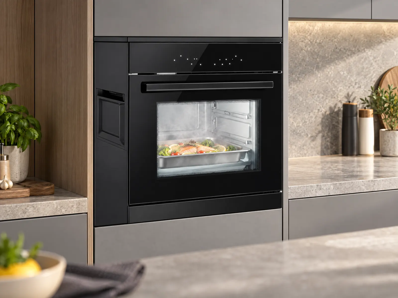 30-Liter-Einbau-Dampfbackofen – Konvektion + Dampf — HousePlus Markenprodukt-Ansicht