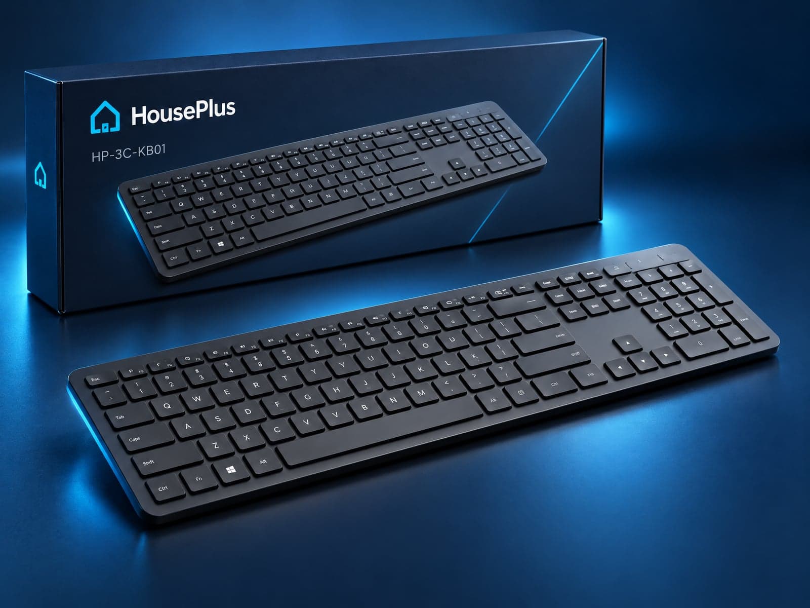 Slim Wireless Keyboard — HousePlus branded product view