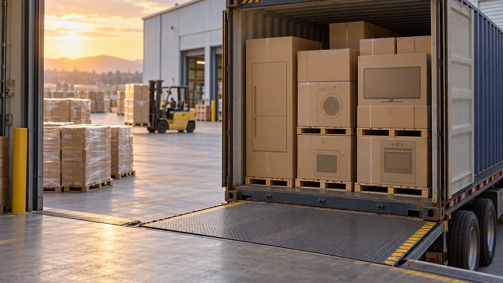 Container Loading Optimisation for Wholesale Imports: A Practical Guide Wholesale home appliance cartons stacked in an export warehouse