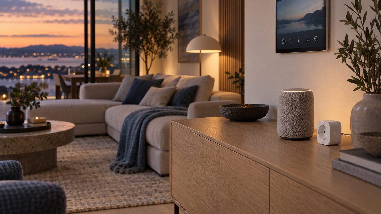 Matter and Thread in Smart Home Procurement: What Buyers Should Verify Connected smart home living room with appliances on a shared network