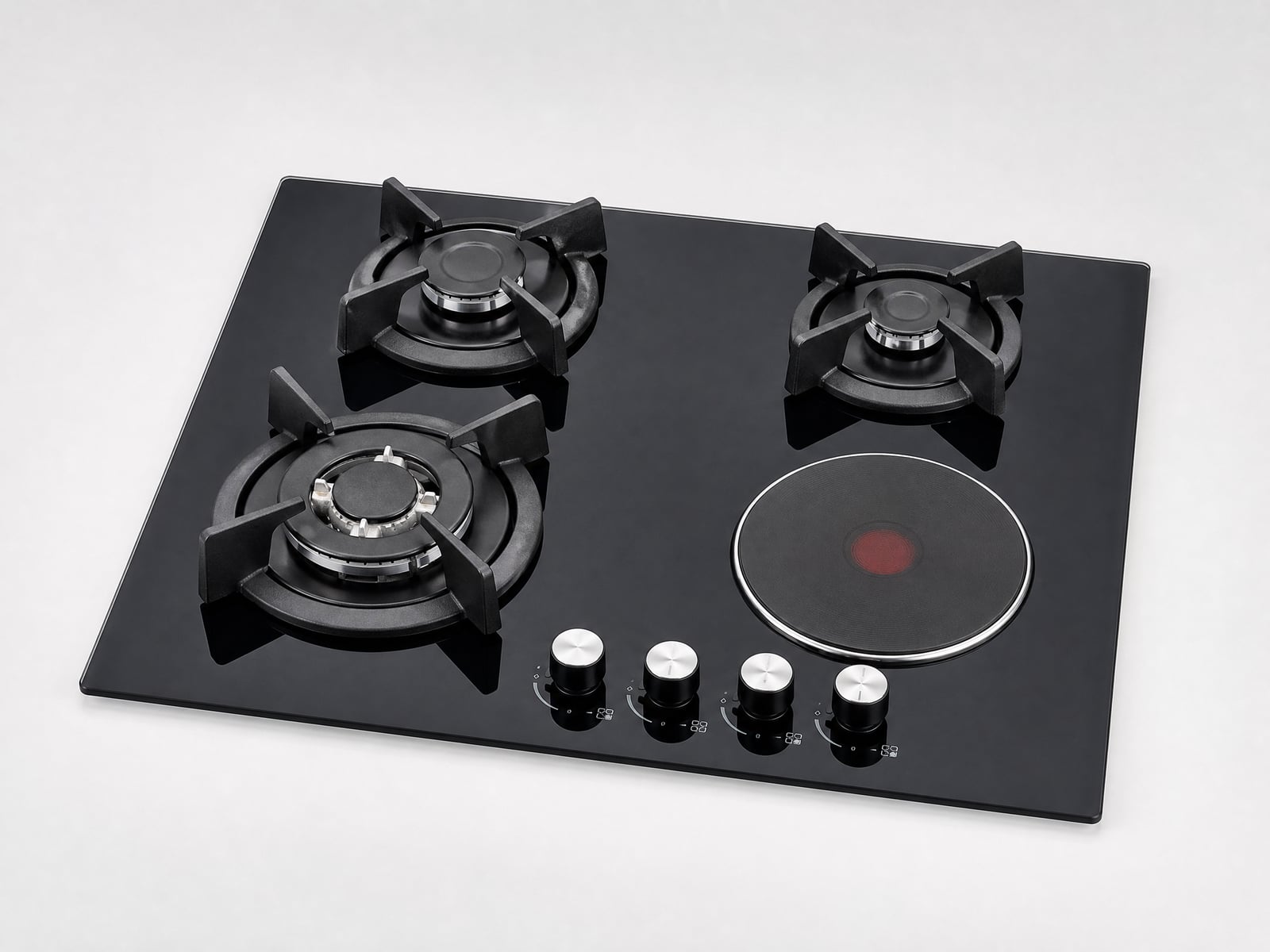 4-Burner Gas & Electric Hybrid Cooktop — 3 Gas + 1 Electric — application view