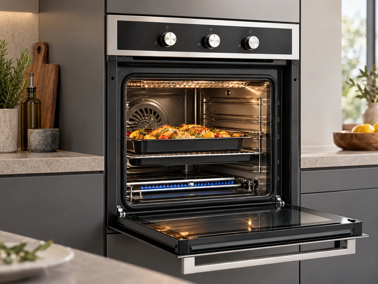 60L Built-in Gas Oven — Convection + Grill — HousePlus branded product view