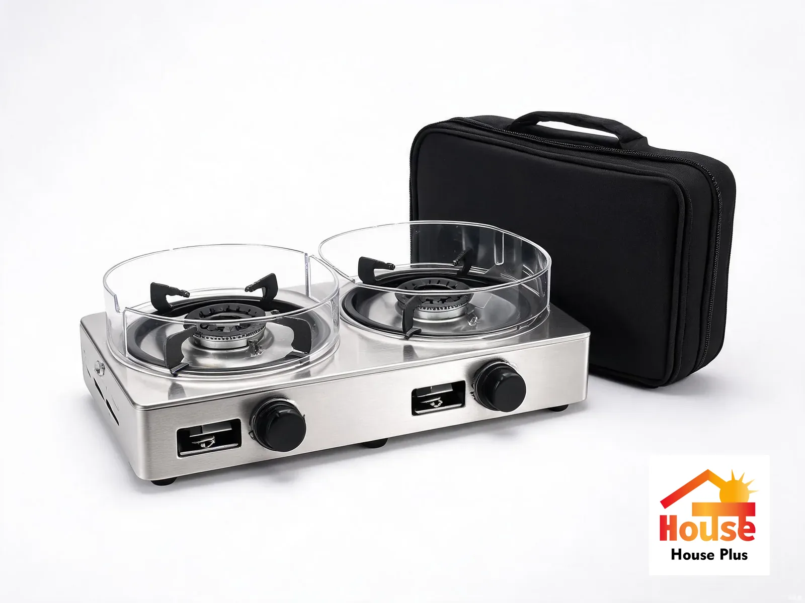 Double Burner Butane Cassette Gas Stove — 2 Cartridges — HousePlus branded product view
