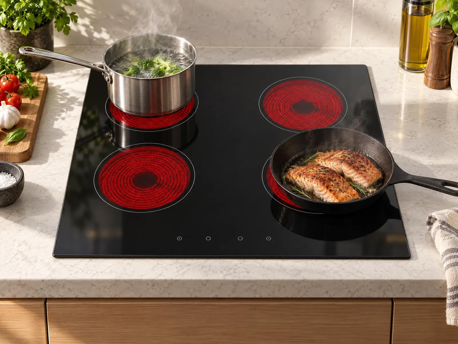 4-Zone Built-in Ceramic Hob — Radiant Heating — HousePlus branded product view