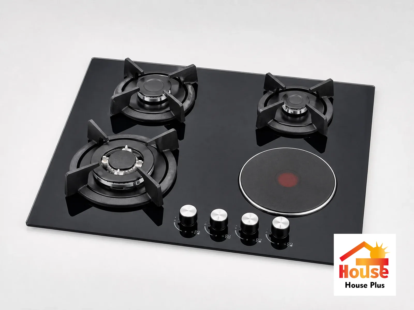4-Burner Gas & Electric Hybrid Cooktop — 3 Gas + 1 Electric — HousePlus branded product view