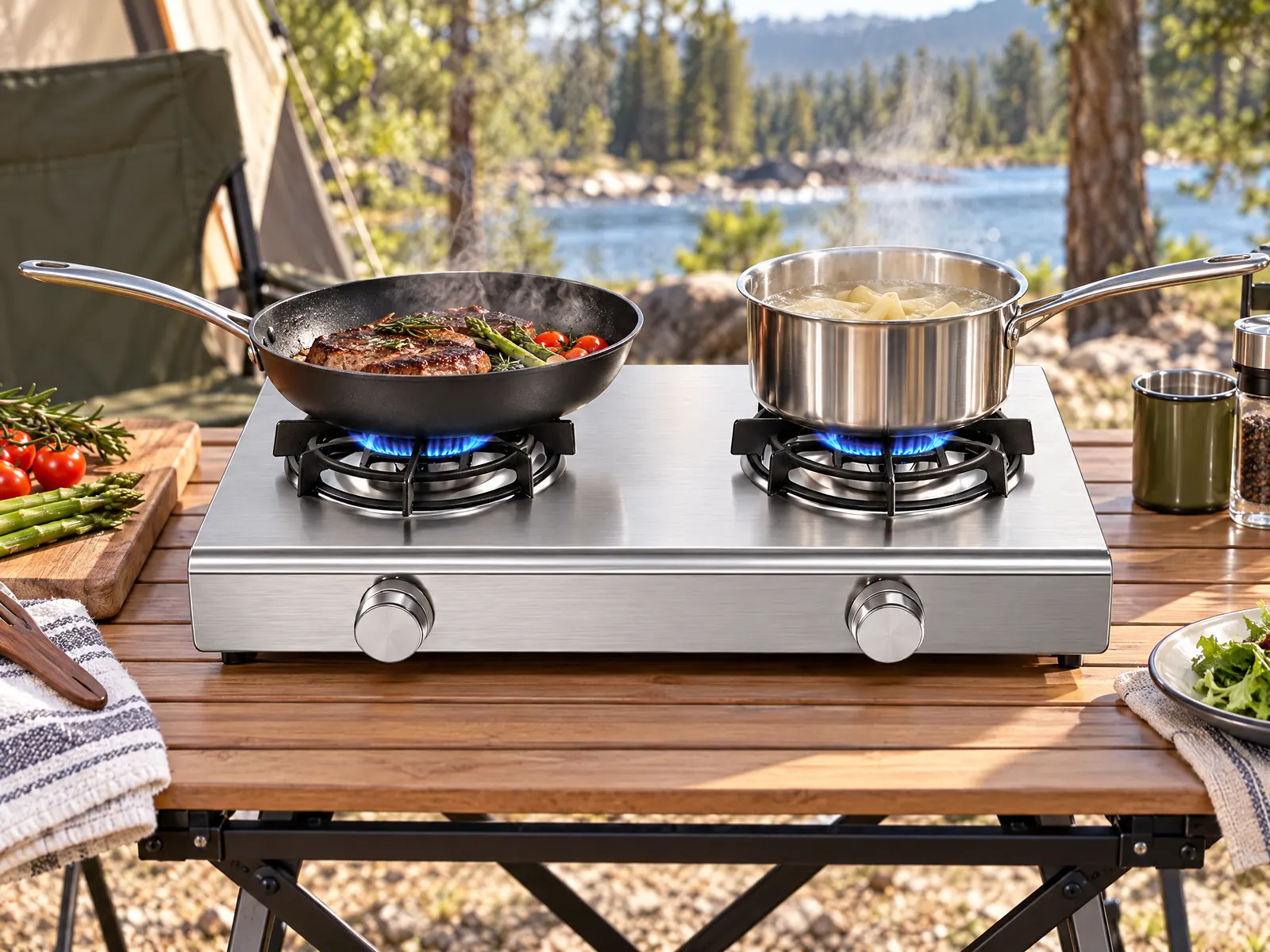2-Burner Portable Gas Stove — Tabletop — HousePlus branded product view