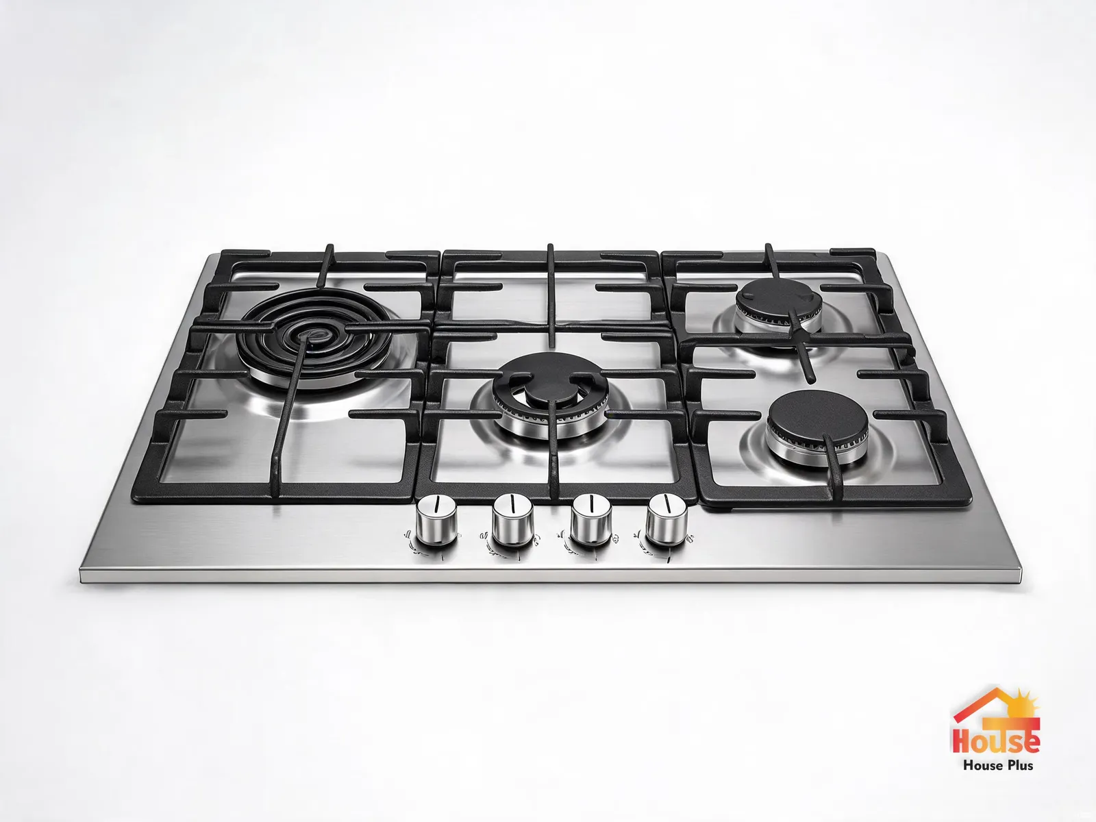 4-Burner Built-in Gas Hob — Stainless Steel — HousePlus branded product view