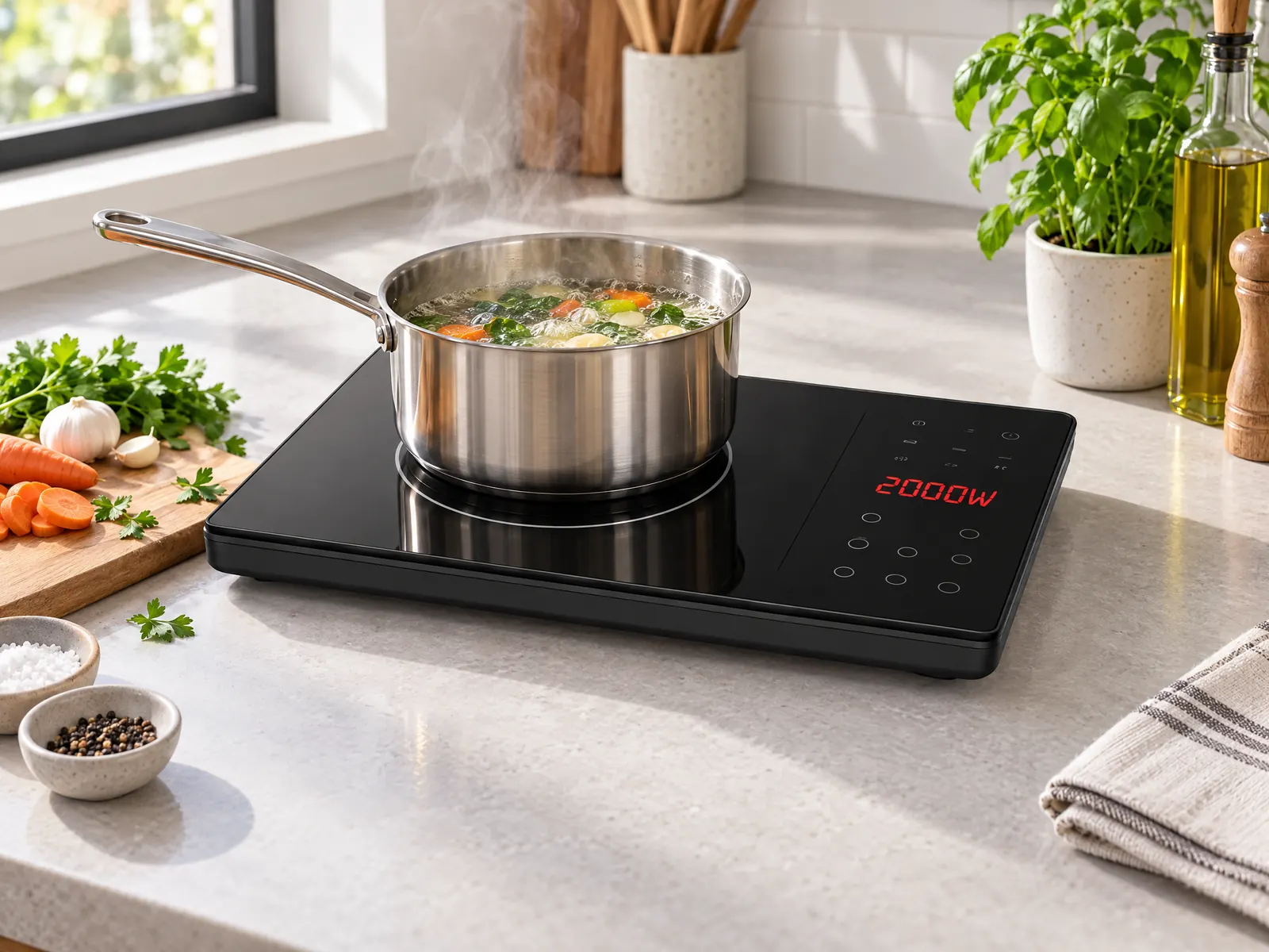 2000W Induction Cooktop — HousePlus branded product view