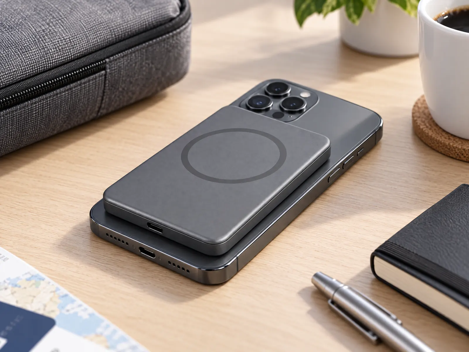 10000mAh Magnetic Wireless Power Bank — HousePlus branded product view