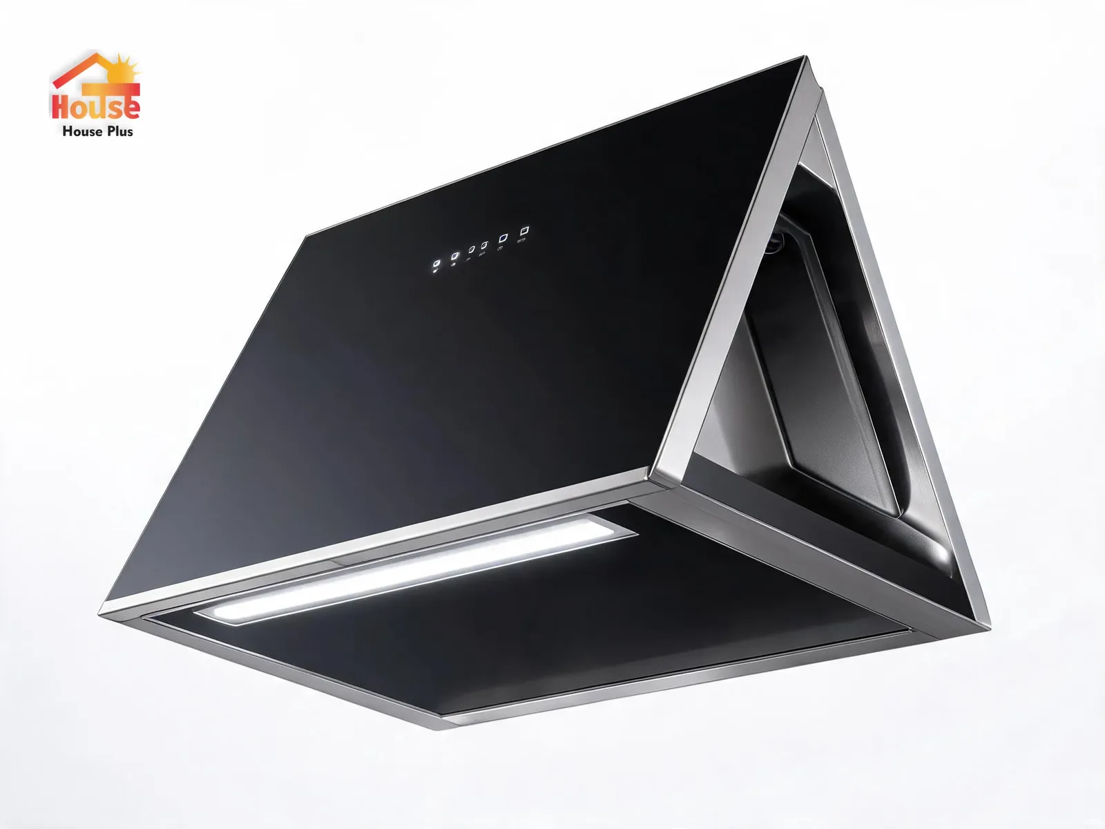 750mm Inclined Glass Range Hood — Side Extraction — HousePlus branded product view