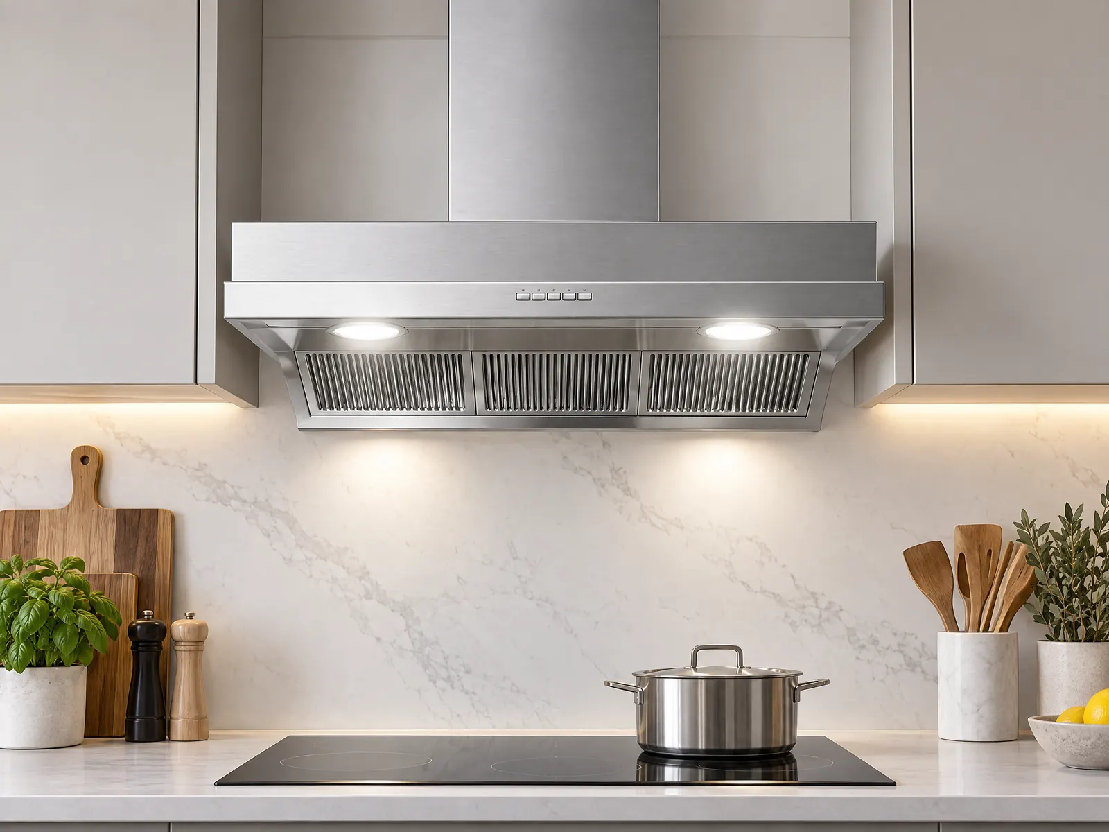 900mm Wall Mount Range Hood — Stainless Steel — HousePlus branded product view