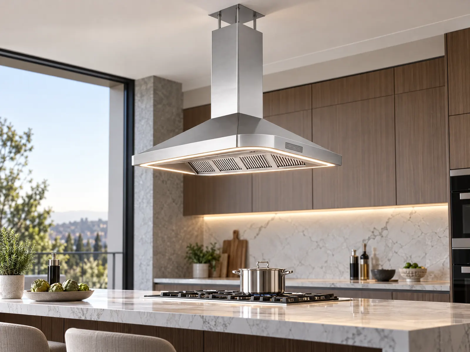 900mm Island Mount Range Hood — Ceiling Suspended — HousePlus branded product view