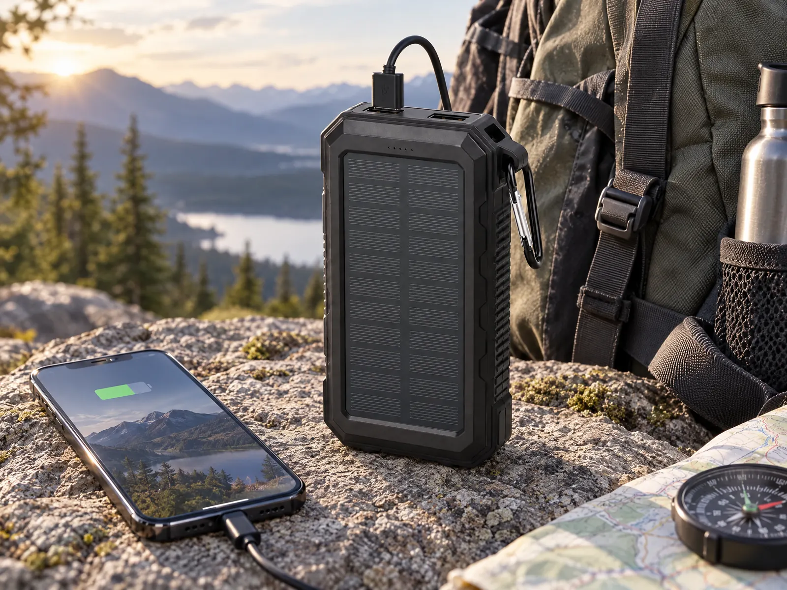 20000mAh Solar Power Bank — HousePlus branded product view