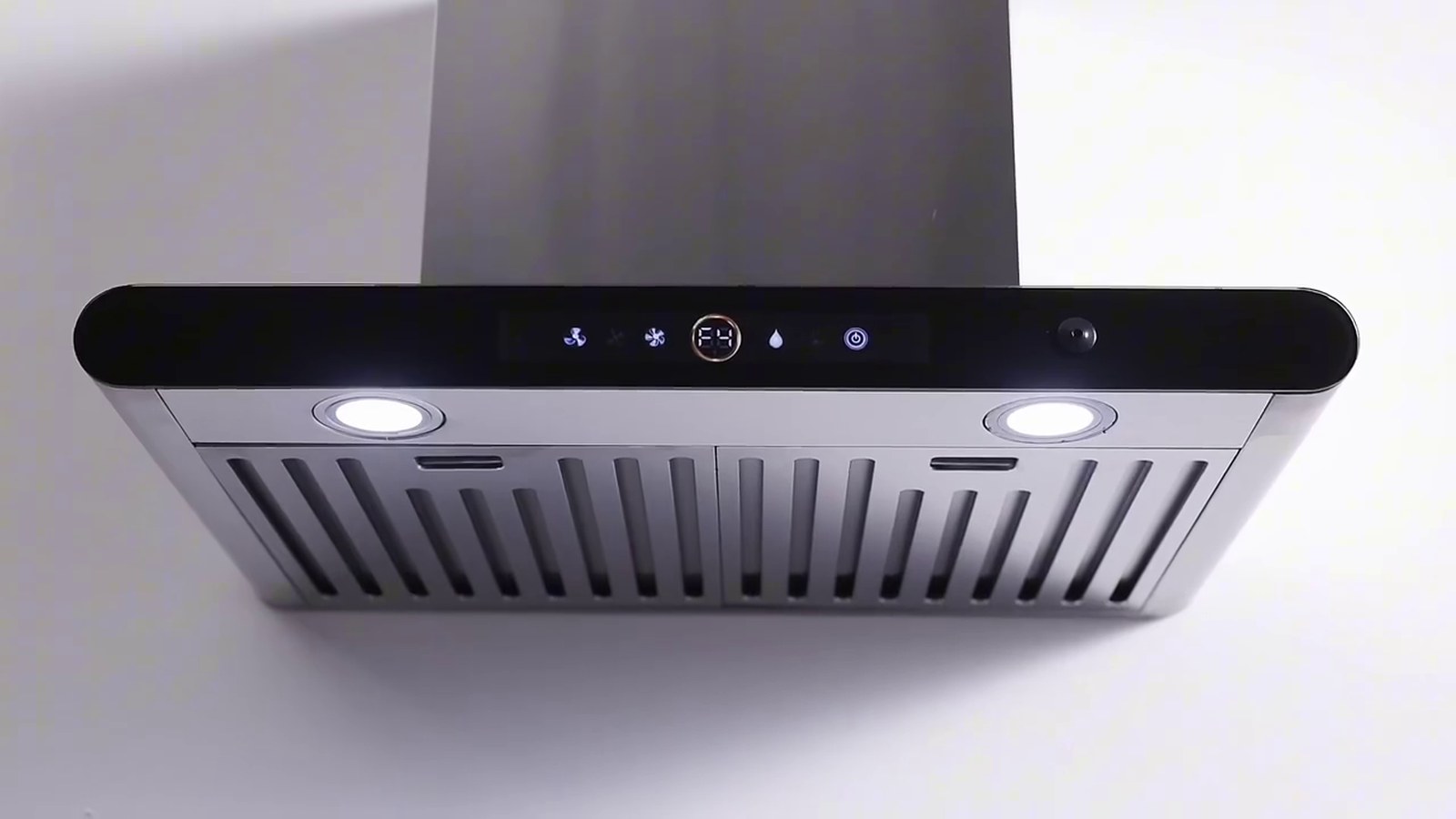 شفاط مطبخ ذو زوايا دائرية مع تحكم صوتي و9 سرعات وشاشة رقمية وإضاءة LED ومرشحات baffle من الفولاذ المقاوم للصدأ